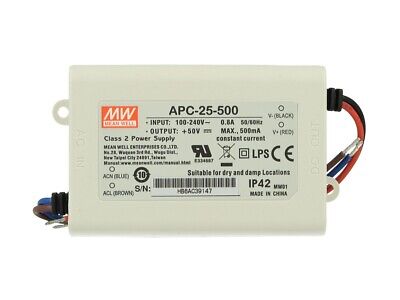 Led Driver CC MeanWell APC-25-500 Trasformatore 500mA 15V-50V DC 25W Corrente