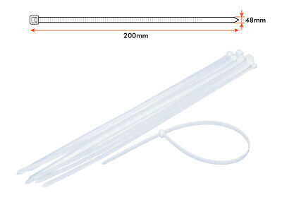50 Fascette Cablaggio Stringicavo 200X4,8mm Colore Bianca Per Legare Fili Cavi