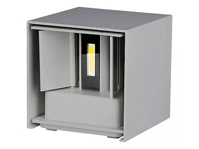Applique Led Quadrata Da Parete 11W 3000K Carcassa Grigia IP54 Doppio