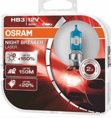 COPPIA Lampada Lampadina Luce OSRAM NIGHT BREAKER [LASER] HB3 9005 (P20d) 12V 60