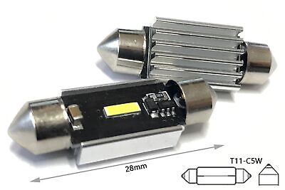 COPPIA Lampadine Led Siluro Canbus 28mm 1 Smd 1860 Da 5W No Errore 12V Polarita