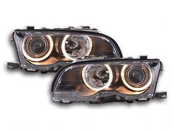 Coppia Fari Fanali Anteriori Tuning Angel Eyes serie 3 Coupe E46 01-03 nero