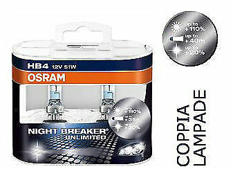 COPPIA Lampada Lampadina Luce OSRAM NIGHT BREAKER [UNLIMITED] HB4 (12V 51W) +35M
