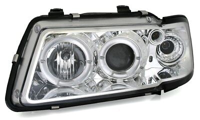 Coppia Fari Fanali Anteriori TUNING Angel Eyes A3 (8L) 1996-2000 CROMATI