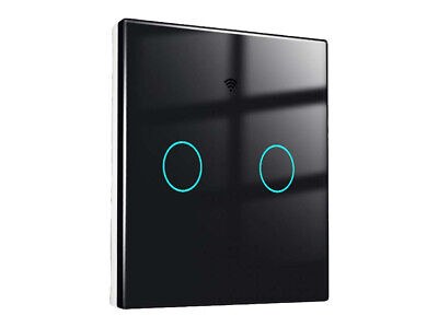 Interruttore Wifi Da Parete 86X86 Pannello Touch 2 Tasti Colore Nero + RF 433