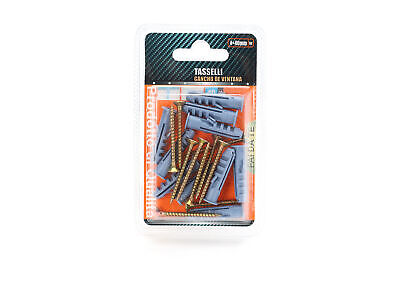 Kit 10 pcs Tasselli &Oslash;8x40mm Con Viti 4x40mm <ul><li>Kit Ø8x40mm