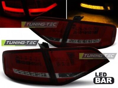 Coppia Set Fari Fanali Posteriori Tuning A4 B8 08-11 SEDAN Fume' Rosso LED