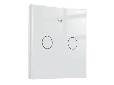 Interruttore Wifi Da Parete 86X86 Pannello Touch 2 Tasti Colore Bianco + RF 433