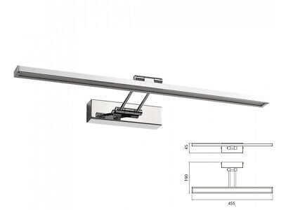 Applique Lampada Led Da Parete Moderna 8W Cromato Lunghezza 455mm 4000K Con Bra