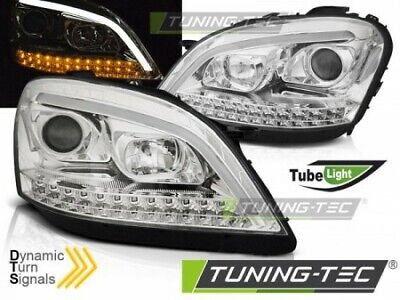 Coppia Fari Fanali Anteriori Tuning W164 ML M-KLASA 05-07 CROMATO LED Alogeni