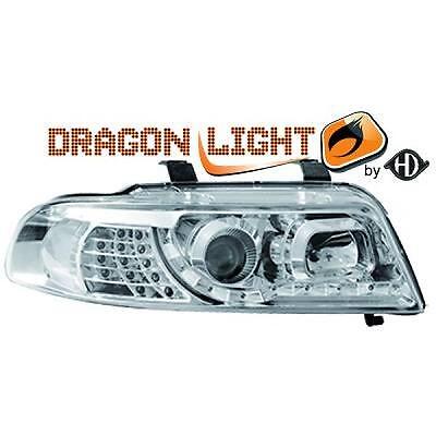 Coppia fari fanali anteriori TUNING A4 99-00 chrome con Dayline a LED