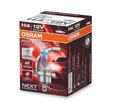 1 Lampada Lampadina Luce OSRAM NIGHT BREAKER [LASER] H4 (P43t) 12V 60/55W SCATOL