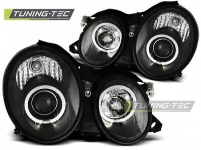 Coppia Fari Fanali Anteriori Tuning W208 CLK 03.97-04.02 ANGEL EYES Nero Alogeni