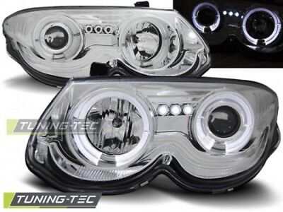 Coppia Fari Fanali Anteriori Tuning 300 M 99-04 ANGEL EYES Cromato Alogeni H1