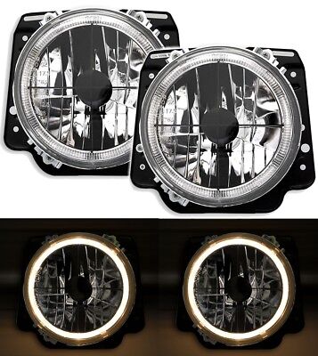 Coppia Fari Fanali Anteriori Tuning Angel Eyes per Golf 2 Cromati 1984-1991