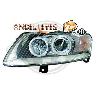 Coppia fari fanali anteriori TUNING A6 04-08 H7 cromati anelli ANGEL EYES