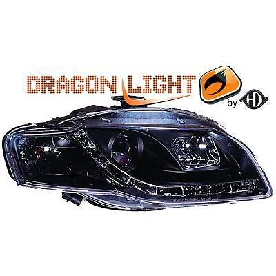 Coppia fari fanali anteriori TUNING A4 04-08 nero con Dayline a LED
