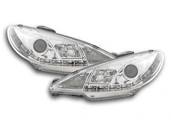 Coppia Fari Fanali Anteriori Tuning Dayline Luci Diurne 206 98-02 cromat