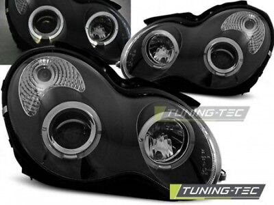 Coppia Fari Fanali Anteriori TUNING Classe C W203 Berlina 00-04 H7 ANGEL EYES