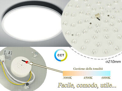 Led Plate CCT 25W 220V Rotondo Diametro 210mm Bianco Caldo Neutro Freddo 3 In 1