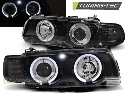 HEADLIGHTS ANGEL EYES BLACK fits E38 09.98-07.01