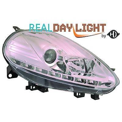 Coppia Fari Fanali Anteriori Tuning PUNTO EVO 09-12 DRL Dayline LED CROMATI