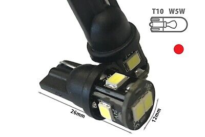 24V Lampada Led T10 W5W Colore Rosso Con 6 Smd 2835 360 Gradi No Polarita