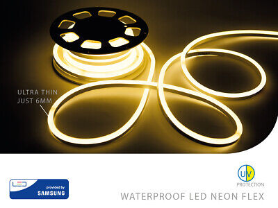 Bobina Led Neon Flex Bianco Caldo 3000K 5 Metri 10W/M Super Slim 6mm IP68 Con
