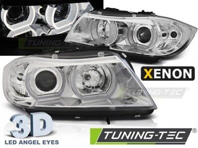 Coppia Fari Fanali Tuning E90/E91 03.05-08.08 3D U-TYPE Cromato HID Xenon D1S