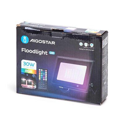 Faro Led RGB Floodlight 30W Con Telecomando IP65 Slim Carcassa Nera <ul>