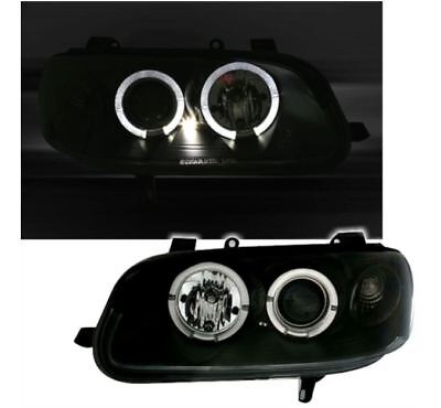 Coppia Fari Fanali Anteriori Tuning Omega B 94-99 nero Angel Eyes H1+H1