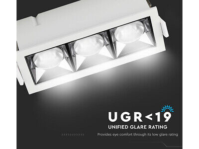 Faretto Led Da Incasso Rettangolare 3X4W Neutro 4000K UGR<19 Riflettore 38&d