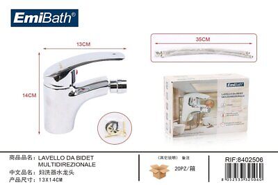 Kit Miscelatore Rubinetto Bidet Monocomando Testa Mobile Misura 140x130mm
