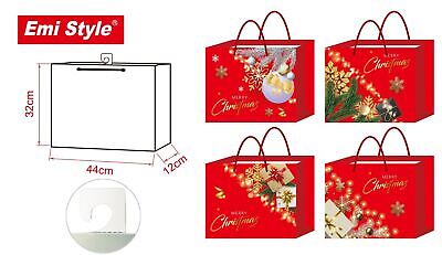12 Pezzi Sacchetti da Regalo Per Natale Buste Borse Orizontale Merry Christmas