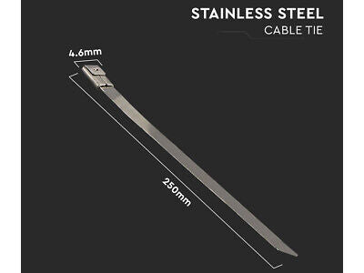 100 Fascette In Acciaio Inox 4.6X250mm Stringitubo Metalliche Inossidabile Per