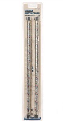 Coppia Tubi Flessibili Per Miscelatore Rubinetto Lungo 40cm Connettori F 3/8" e