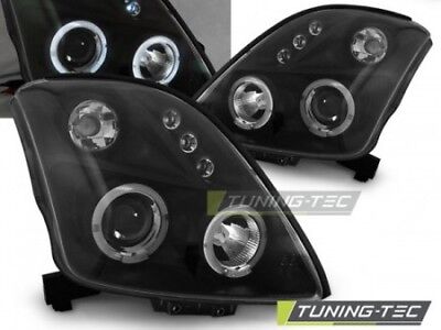 Coppia Set Fari Fanali Anteriori Tuning SWIFT 2005-2010 ANGEL EYES Nero