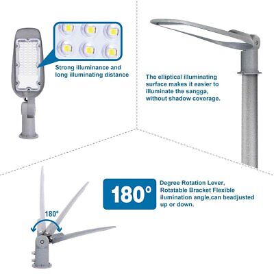 Lampione Stradale LED Sottile e Regolabile Fredda 6500K 2550 Lumens 30W