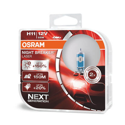 COPPIA Lampada Lampadina Luce OSRAM NIGHT BREAKER [LASER] H11 (PGJ19-2) 12V CORR