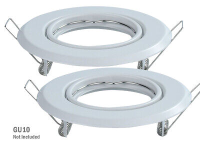 2 PZ Porta Faretti Led GU10 MR16 Rotondo Orientabile Con Molla Colore Bianco SK