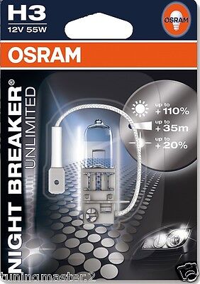 1 Lampada Lampadina Luce OSRAM NIGHT BREAKER [UNLIMITED] H3 (PK22s) 12V +35M