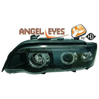 Coppia fari fanali anteriori TUNING X5 99-03 nero con anelli ANGEL EYES H1+