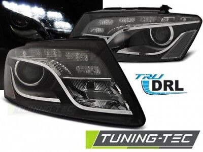 Coppia Fari Fanali Anteriori Drl led Tuning Q5 8R 11.2008 > 09.2012 Neri Alogeni
