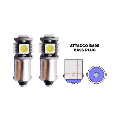 BA9S canbus no polarity 5 led 2 pezzi 150lm 6500°K 1,9W 12V
