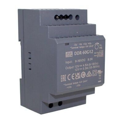 MeanWell DDR-60G-12 Convertitore tipo DC-DC per Guida DIN Input 9-36V Output