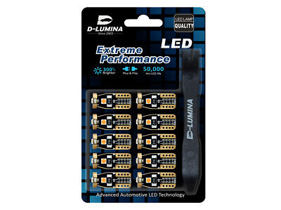10 Lampada Led T10 W5W Canbus 12V 3 SMD 3030 Bianco Caldo 3000K + Leva