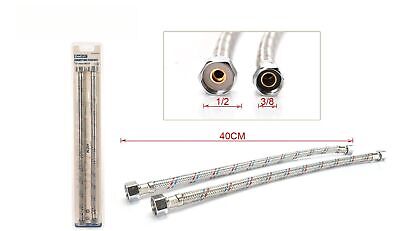 Coppia Tubi Flessibili Per Miscelatore Rubinetto Lungo 40cm connettori F 1/2''