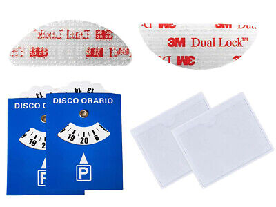 2 Adesivi Telepass + Disco Orario In Plastica Portabollo Auto Parabrezza <ul>