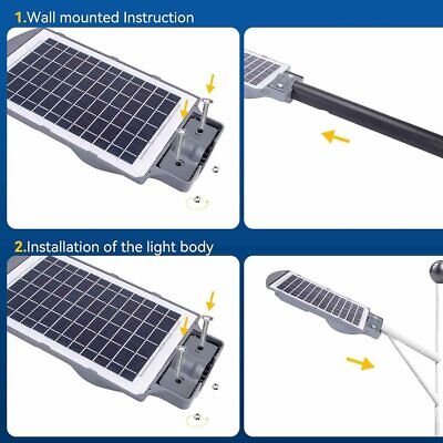 Lampione Solare a LED 50W Luce Fredda 6500K IP65 con Sensore di Movimento e