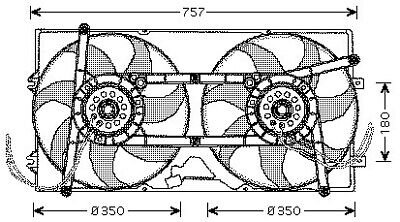 Elettroventola doppia TRANSPORTER T4 90-97 2.5i + 2.4 D